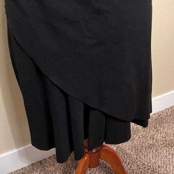 JM Collection skirt black midi panel flare knit pull on elastic waist  Sz M - Picture 8 of 8